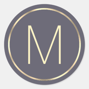 Sticker Rond Gris d'or monogramme
