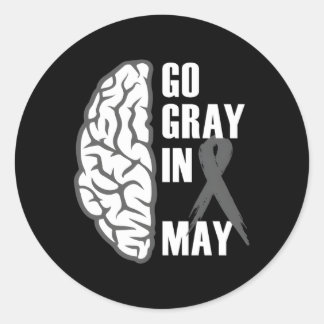 Sticker Rond Gris En Mai Cancer Du Cerveau Sensibilisation À La