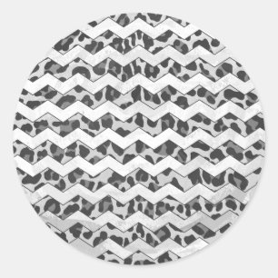 Sticker Rond Gris léopard Chevron et gris clair