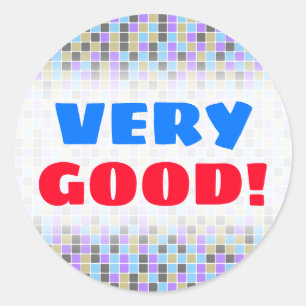 Sticker Rond Gris, Violet, Beige, Carré Bleu/Carreaux Motif