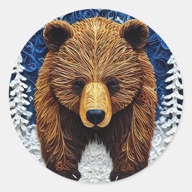 Sticker Rond Grizzly Bear (Devant)