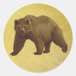 Sticker Rond Grizzly Bear