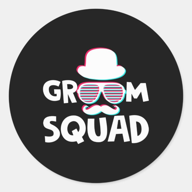 Sticker Rond Groom Squasse Lunettes de soleil Mariage Bachelor  (Devant)