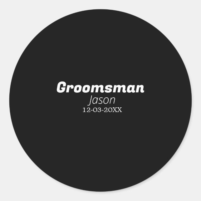 Sticker Rond groomsman bachelorette party ajouter nom moderne s (Devant)