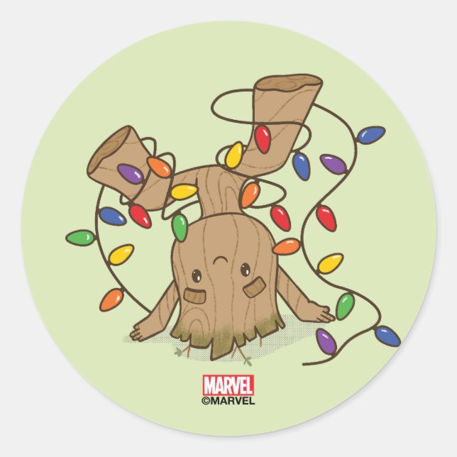 Sticker Rond Groot blotti dans les lumières des fêtes (Devant)