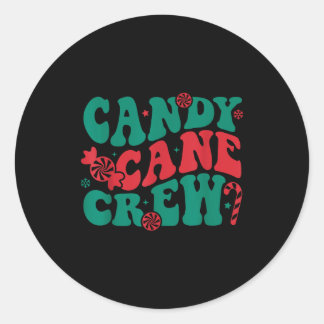 Sticker Rond Groovy Candy Cane Crew Matching Family Group Squad