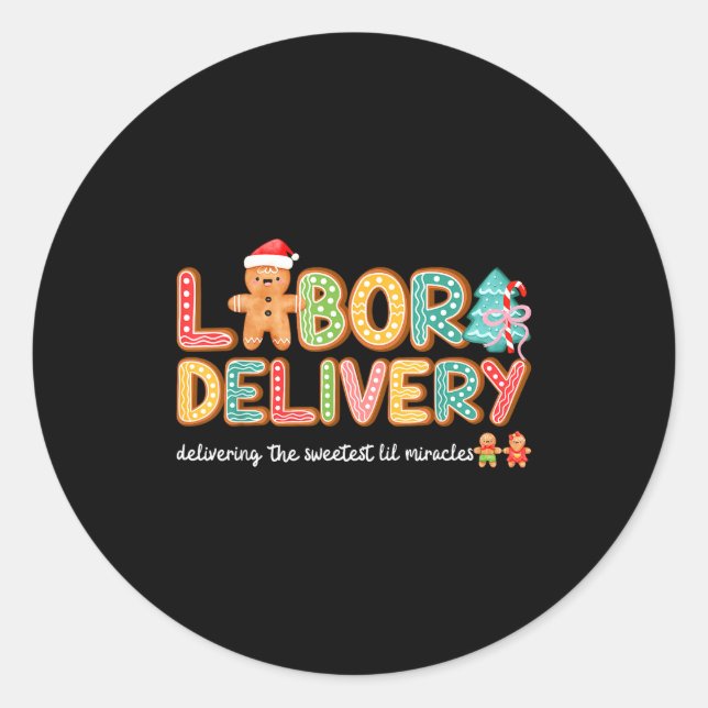 Sticker Rond Groovy Labor And Delivery Christmas L&amp;d Nurse  (Devant)