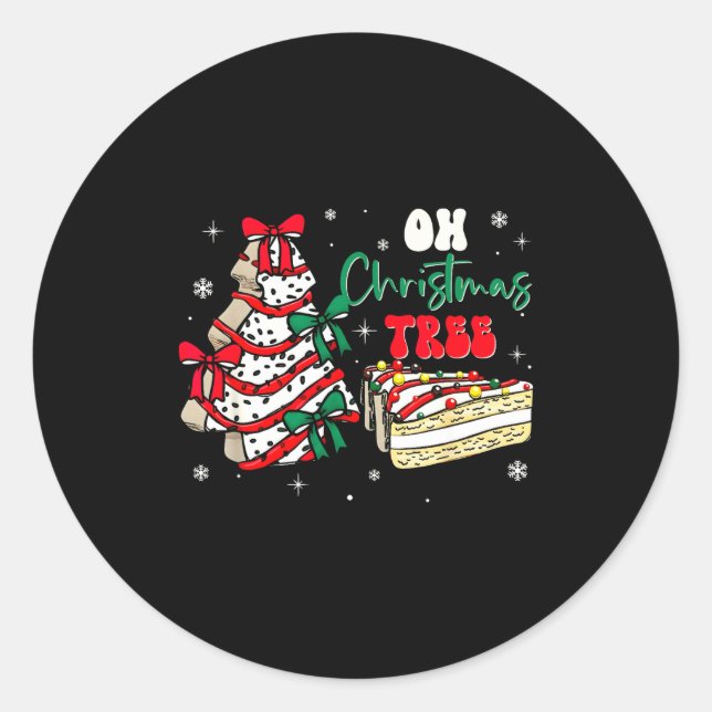 Sticker Rond Groovy Oh Christmas Tree Cakes Debbie Becky Jen Ca (Devant)