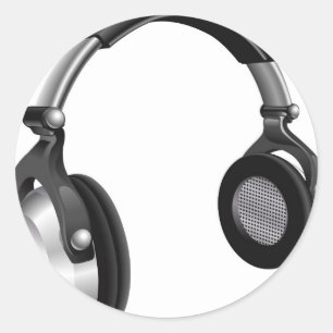 Sticker Rond Gros casque DJ