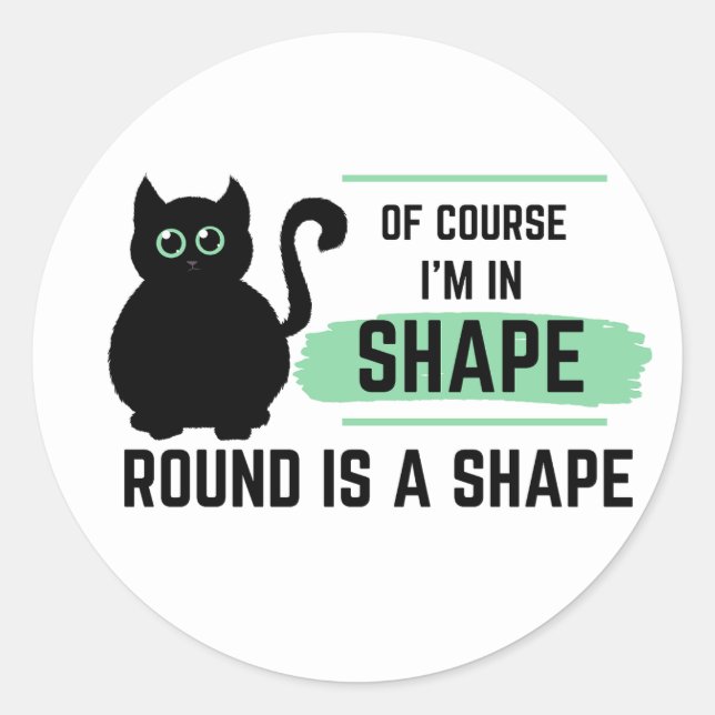 Sticker Rond Gros Chat Rond Noir Chat En Forme Ronde (Devant)