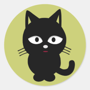 Sticker Rond Gros chaton noir