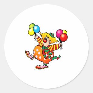 Sticker Rond Gros clown avec ballons