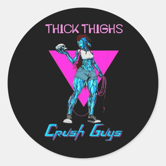 Sticker Rond Gros Coiffures Les Gars Broyeurs Poids Bodybuildin (Devant)