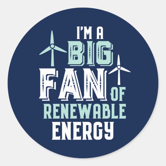 Sticker Rond Gros fan de jeux d'énergie renouvelable amusants p (Devant)