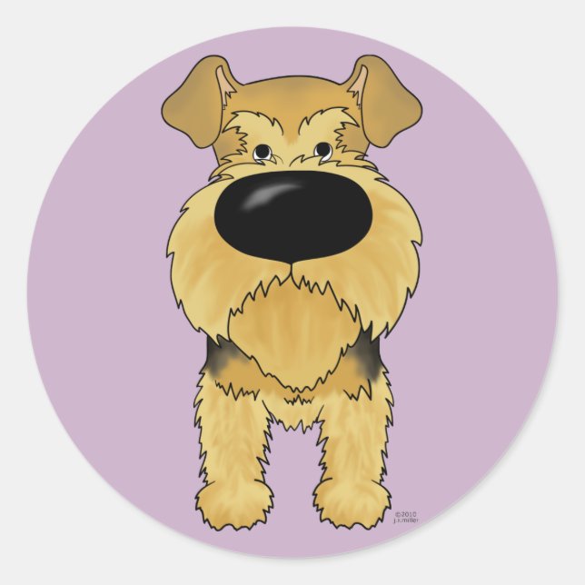 Sticker Rond Gros Nez Airedale Terrier (Devant)