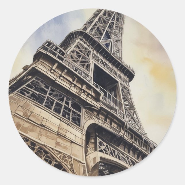 Sticker Rond Gros plan Tour Eiffel Paris Love City Travel (Devant)