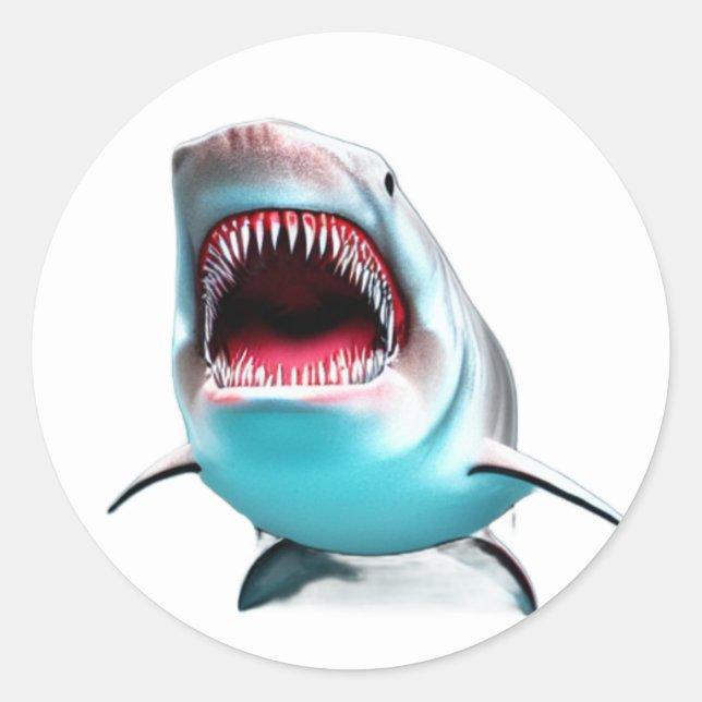 Sticker Rond Gros requin mâchoire (Devant)