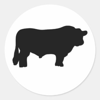 Sticker Rond gros taureau d'angus noir
