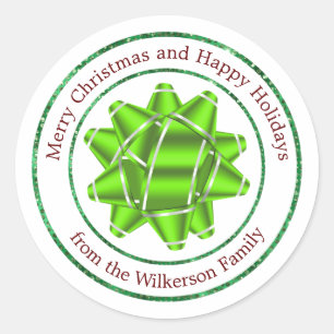 Sticker Rond Grosse Boue Cadeau et Parties scintillant verte