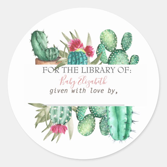 Sticker Rond Grossesse de cactus aquarelle (Devant)