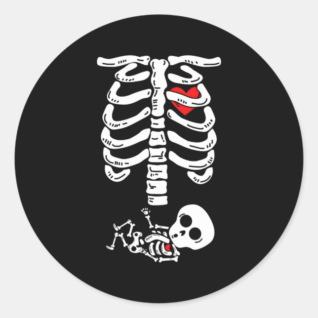 Sticker Rond Grossesse de squelette Halloween S Pour (Devant)