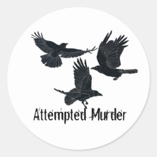 Sticker Rond Groupe de corbeaux Oiseaux de meurtriers Silhouett