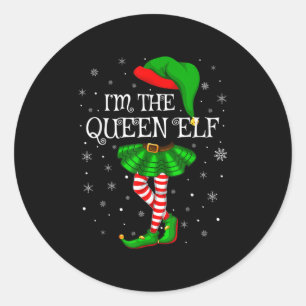Sticker Rond Groupe de famille assorti Je suis la reine elf Noë