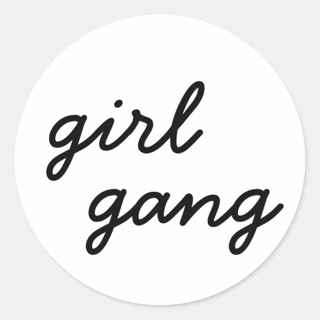 Sticker Rond groupe de filles mignonnes féministes modernes écr (Devant)