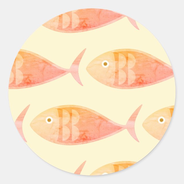 Sticker Rond Groupe de poissons saumons (Devant)