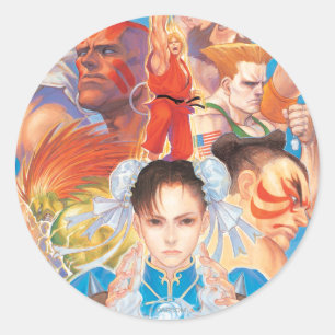 Sticker Rond Groupe de Street Fighter 2 Chun-Li