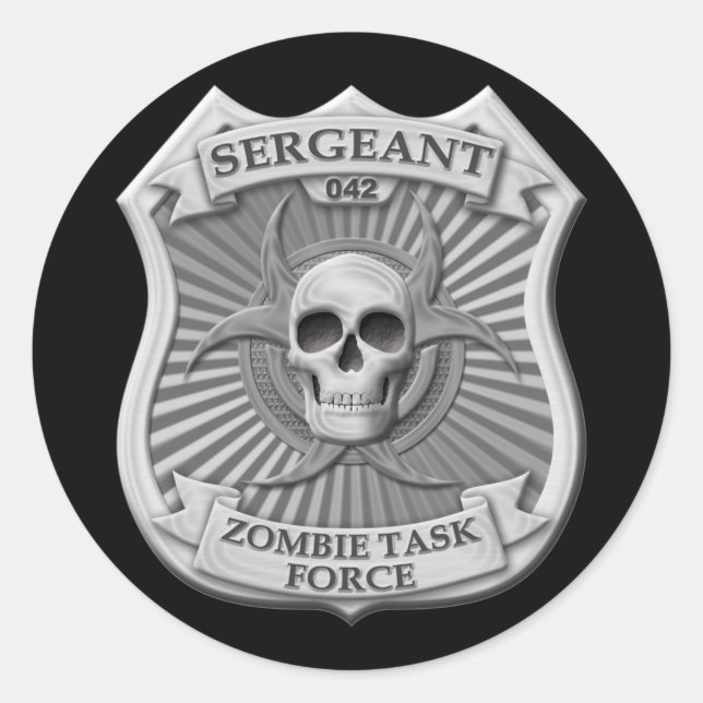 Sticker Rond Groupe de travail Zombie - Badge du sergent (Devant)