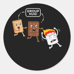 Sticker Rond Groupe Hug S'more Funny Smores Camper Camper Campe