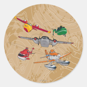 Sticker Rond Groupe Planes