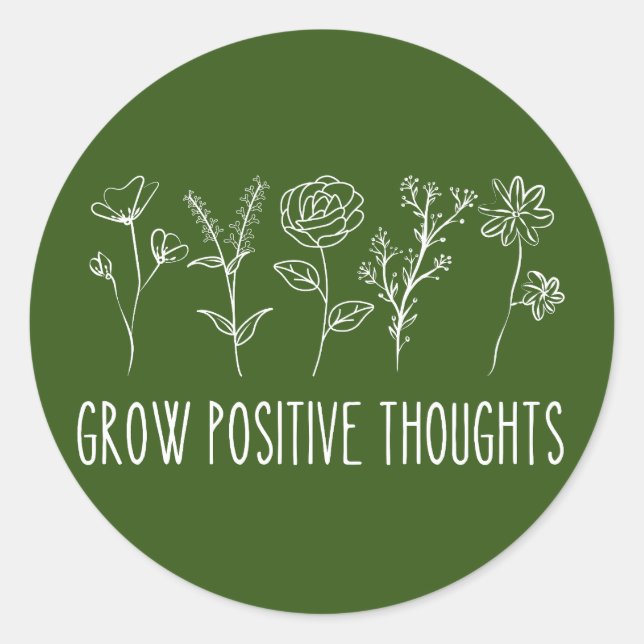 Sticker Rond Grow Positive Thoughts Aesthetic  (Devant)