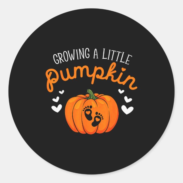 Sticker Rond Growing A-little Pumpkin Halloween Pregnancy Annou (Devant)