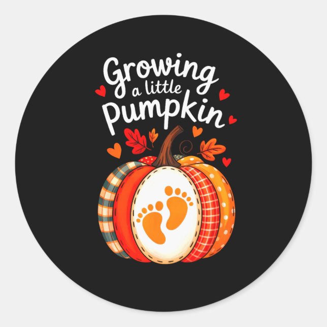 Sticker Rond Growing A Little Pumpkin Maternity Pregnancy Thank (Devant)
