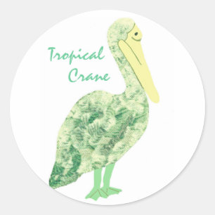 Sticker Rond Grue tropicale-Écru