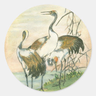 Sticker Rond Grues orientales par l'eau