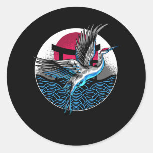 Sticker Rond Grues volantes japonaises avec onces japonaises De