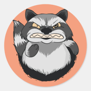 Sticker Rond Grumpy Raccoon