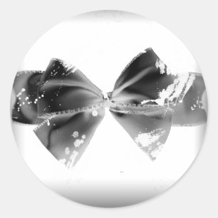 Sticker Rond Grunge Bow en noir