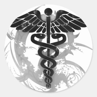 Sticker Rond Grunge caduceus