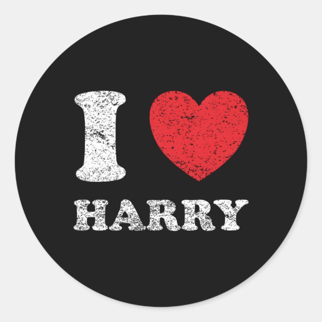 Sticker Rond Grunge Déshabilisé Porté Style J'Aime Harry (Devant)