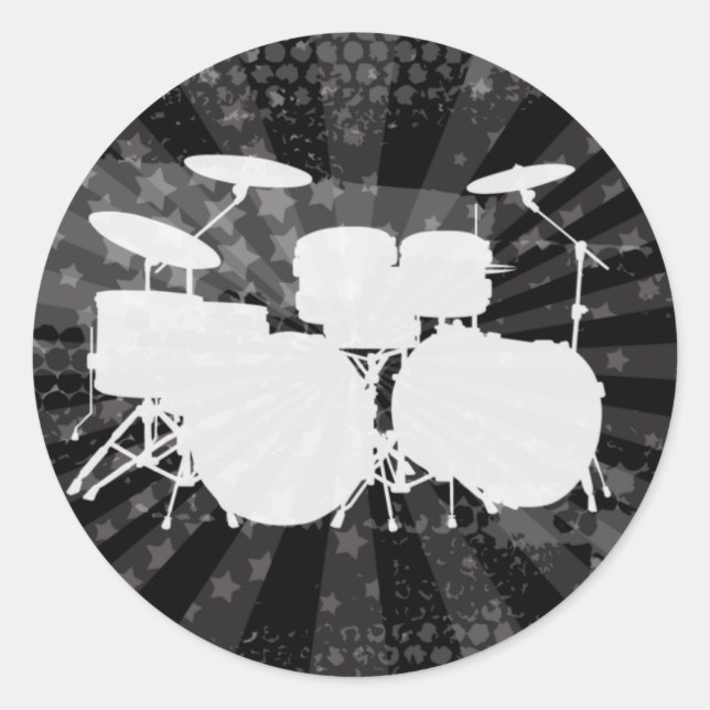 Sticker Rond Grunge Drums Black Burns (Devant)