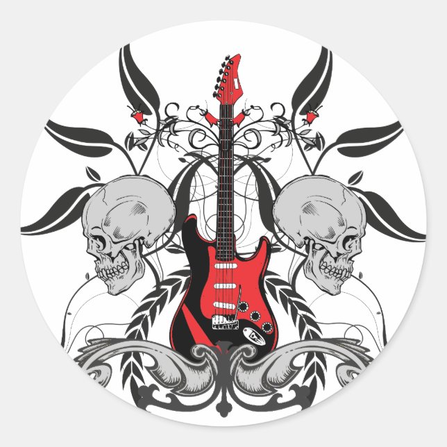 Sticker Rond Grunge Guitare (Devant)