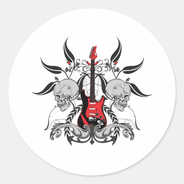 Sticker Rond Grunge Guitare (Devant)