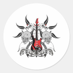 Sticker Rond Grunge Guitare