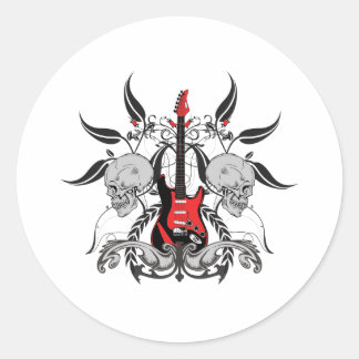 Sticker Rond Grunge Guitare
