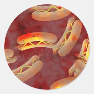 Sticker Rond Grunge Hotdogs