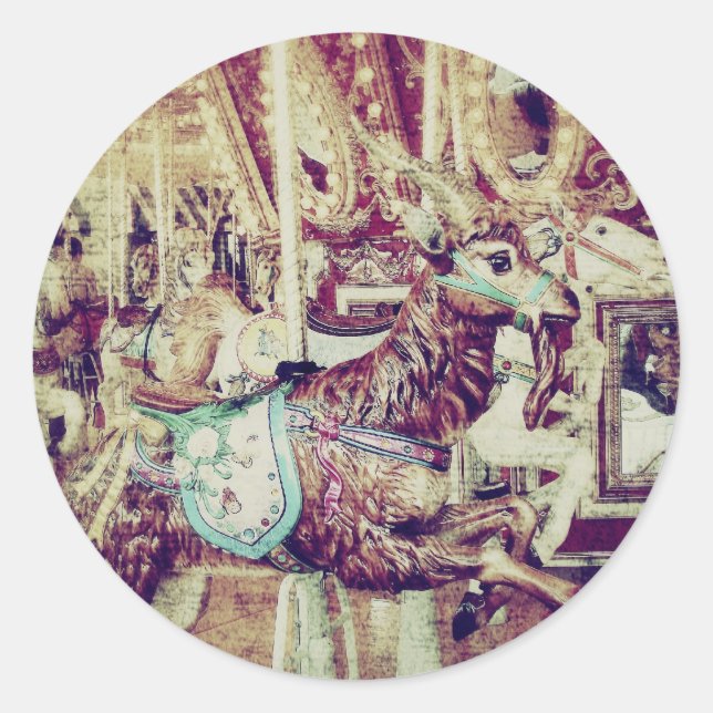 Sticker Rond Grunge Merry-Go-Round Goat (Devant)